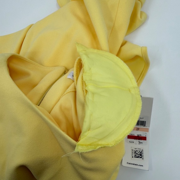 Calvin Klein Dress Women 2P NEW Yellow Short Sleeve Ruffle Wrap Shift Stretch - Picture 6 of 15